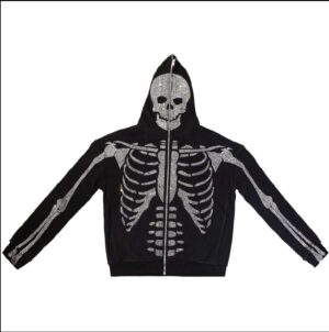 Poleron Esqueleto "FULL-ZIP-UP" Diamantes Brillantes - Imagen 2