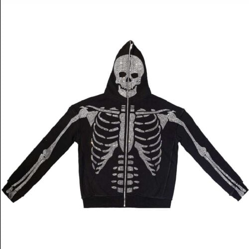 Alternative view of Poleron Skeleton Esqueleto "FULL-ZIP-UP" Diamantes Brillantes