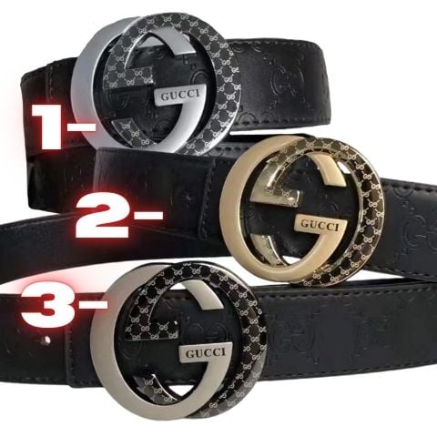 Alternative view of Cinturon GUCCI "Dorado/Plateado" - Cuero Hebilla Dorado