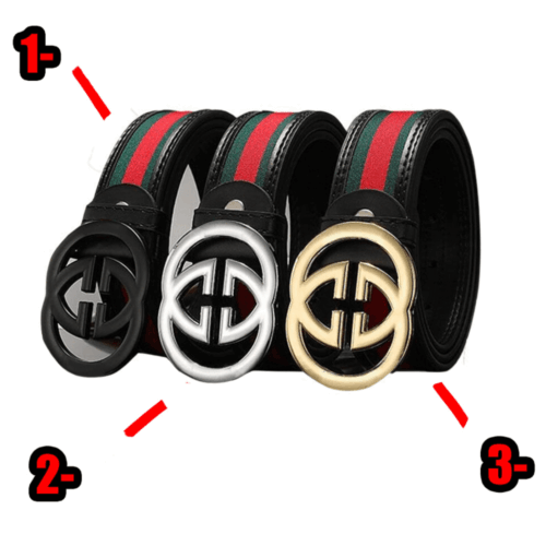 Alternative view of Cinturones GG GUCCI "Verde/Rojo" - Hebilla Metal Cuero Alta Calidad