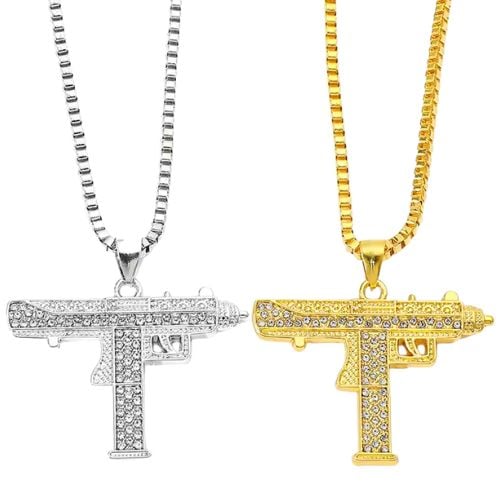 COLLAR "Pistola Uzi" Dorado Plateado