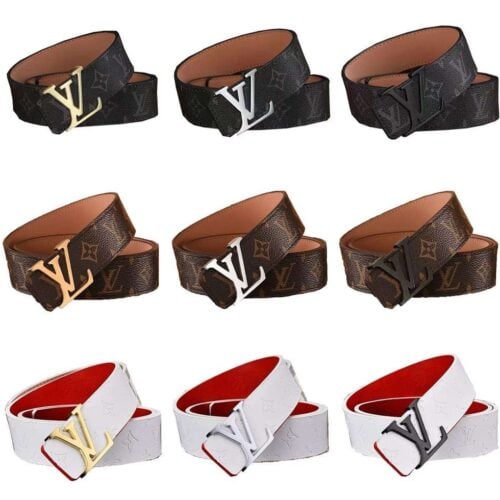 Cinturones LV LOUIS VUITTON "Clásicos Logos" Cuero Hebilla Metal