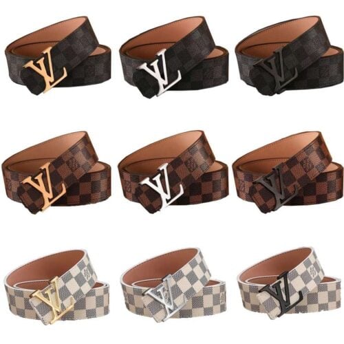 Cinturones LV LOUIS VUITTON "Cuadros Clasicos" - Cuero Hebilla Metal