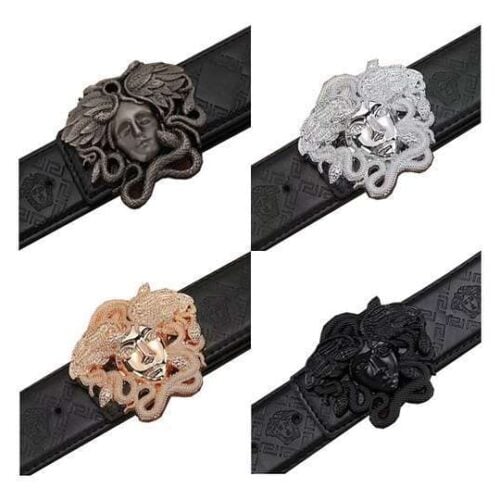 Cinturones VERSACE "Logo-Clasicos" CUERO HEBILLA METAL - Alta Calidad