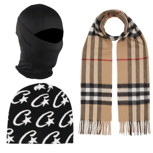 Pack Invierno x3 - Bufanda BURBERRY+ Gorro CORTEIZ + Pasamontañas Táctico