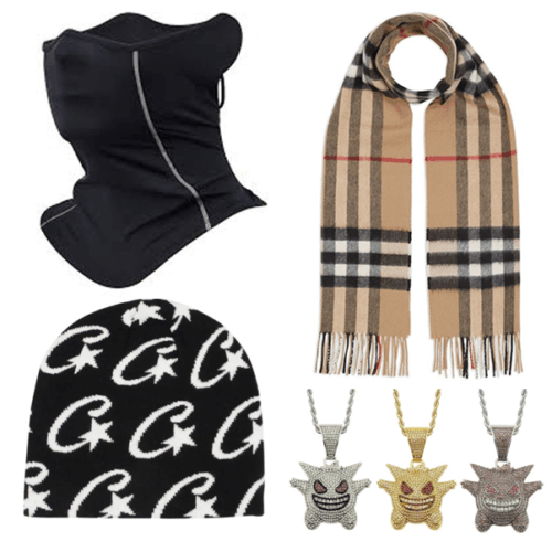 Pack Invierno x4 - Bufanda BURBERRY + Gorro CORTEIZ + Cuello NIKE + Collar GENGAR