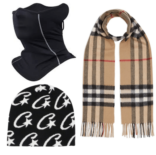 BUFANDA BURBERRY + GORRO CORTEIZ + CUELLO TYPE NIKE