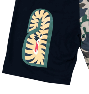SHORT BAPE CARA "Negro/Militar" ALGODON PREMIUM - Imagen 4