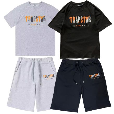 Conjunto TRAPSTAR Verano BORDADO Estilo Toalla "Naranja"