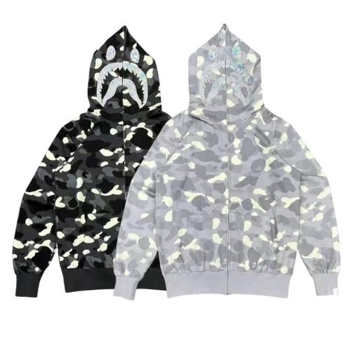 Polerón BAPE "CAMUFLAJE" "Negro/Blanco" Algodón Bordado DETALLES TORNASOL
