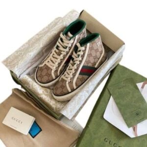 Zapatillas Gucci Tennis 1977 High Top GG "Beige" + CAJA