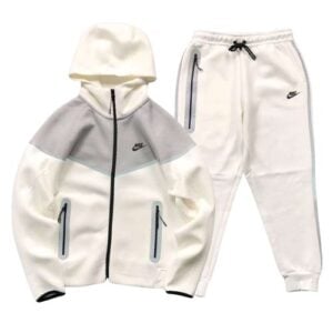 Conjunto NIKE TECH 2025 "REFLECTANTE" Algodón Premium Gris/Blanco