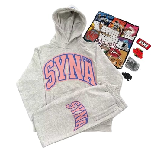 Conjunto SYNA WORLD Invierno "Gris/Rosado" + ACCESORIOS Algodón Real