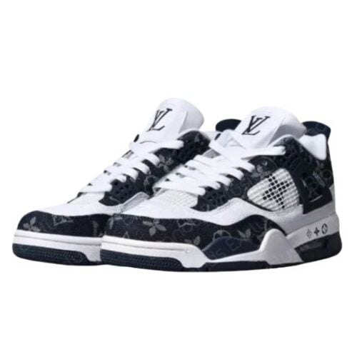 JORDAN RETRO 4 x LV LOUS VUITTON "White Blue Blancas Azul"