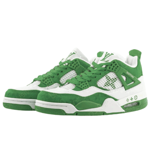 JORDAN RETRO 4 x LV LOUS VUITTON "White Green Blancas Verde"