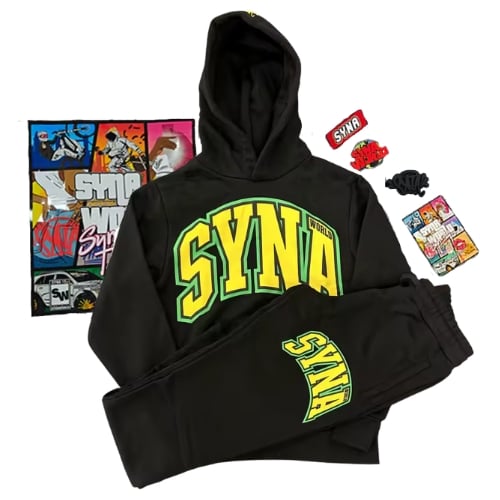 Conjunto SYNA WORLD Invierno "Negro/Amarillo Verde" + ACCESORIOS Algodón Real