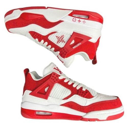 Alternative view of JORDAN RETRO 4 x LV LOUS VUITTON "White Red Blancas Rojo"