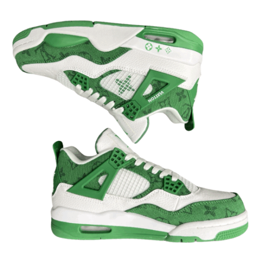 Alternative view of JORDAN RETRO 4 x LV LOUS VUITTON "White Green Blancas Verde"