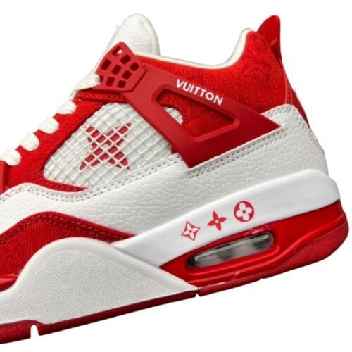 JORDAN RETRO 4 x LV LOUS VUITTON "White Red Blancas Rojo" - Imagen 5