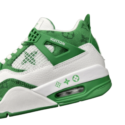 JORDAN RETRO 4 x LV LOUS VUITTON "White Green Blancas Verde" - Imagen 5