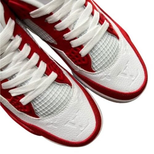 JORDAN RETRO 4 x LV LOUS VUITTON "White Red Blancas Rojo" - Imagen 4