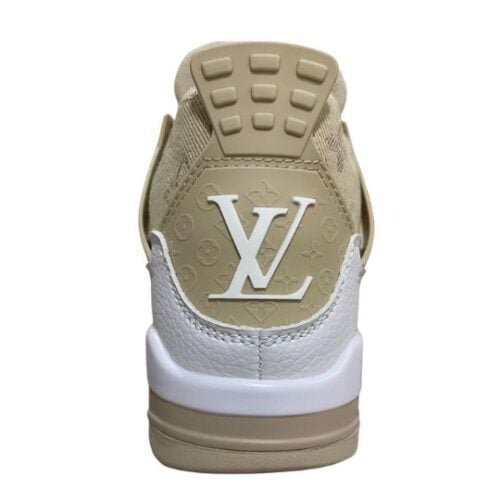 JORDAN RETRO 4 x LV LOUS VUITTON "White Beige Blancas Beige" - Imagen 5