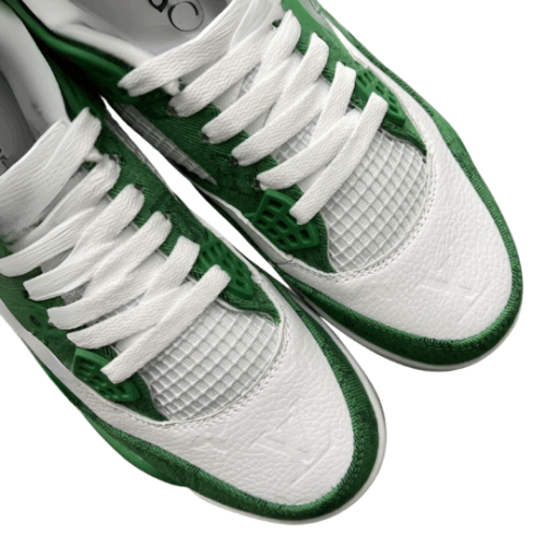 JORDAN RETRO 4 x LV LOUS VUITTON "White Green Blancas Verde" - Imagen 4