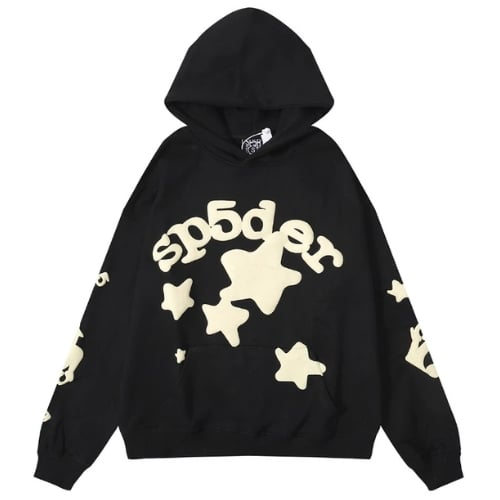 Polerón Sp5der Negro/Beige Claro Stars –  Premium Algodon Real