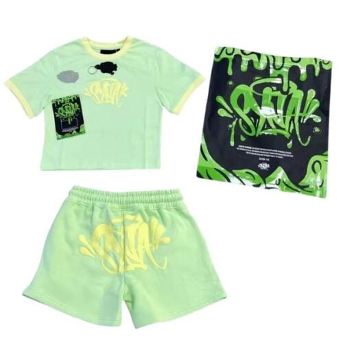 Conjunto SYNA WORLD Verano Mujer Polera-Short ALGODÓN "Celeste" + ACCESORIOS.