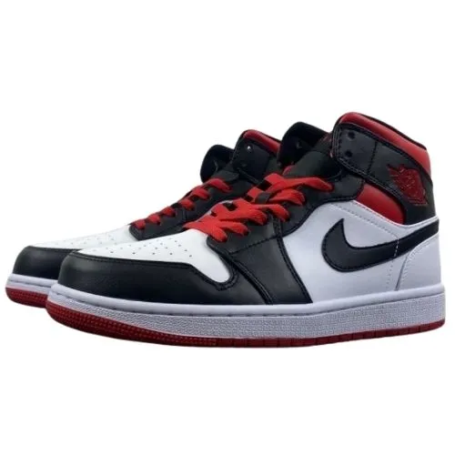 Nike Air Jordan 1 Retro ”Mid Black Toe White Gym Red Black Toe” Blanco Rojo Negro