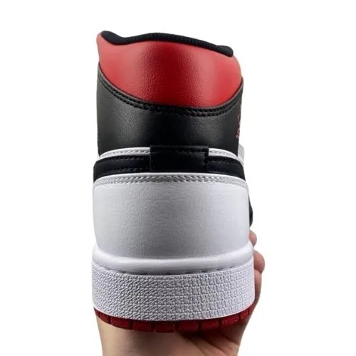 Alternative view of Nike Air Jordan 1 Retro ”Mid Black Toe White Gym Red Black Toe” Blanco Rojo Negro