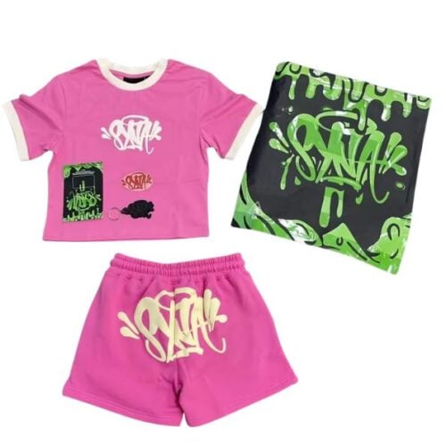Conjunto SYNA WORLD Verano Mujer Polera-Short ALGODÓN "Rosa" + ACCESORIOS.