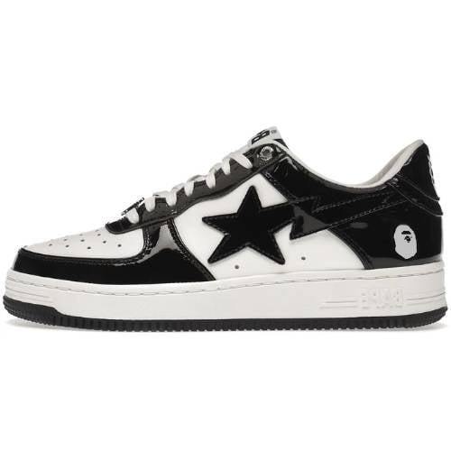 A Bathing Ape Bape Sta Low "Black Patent" Blanco Negro