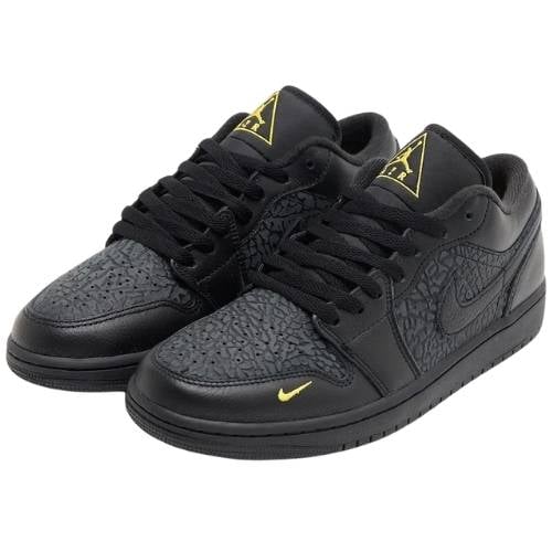 Alternative view of Nike Air Jordan 1 Retro Low SE "Elephant Print" Black Gold Negro Dorado